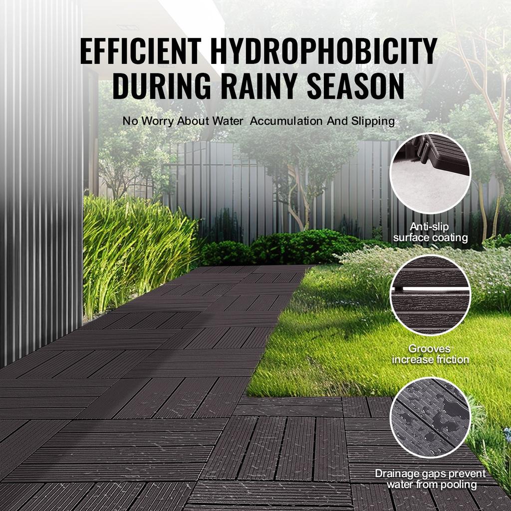 VEVOR Interlocking Deck Tiles, 10 Pack,12"x12" 10 Sq. Ft Plastic Waterproof Outdoor Flooring All Weather Use