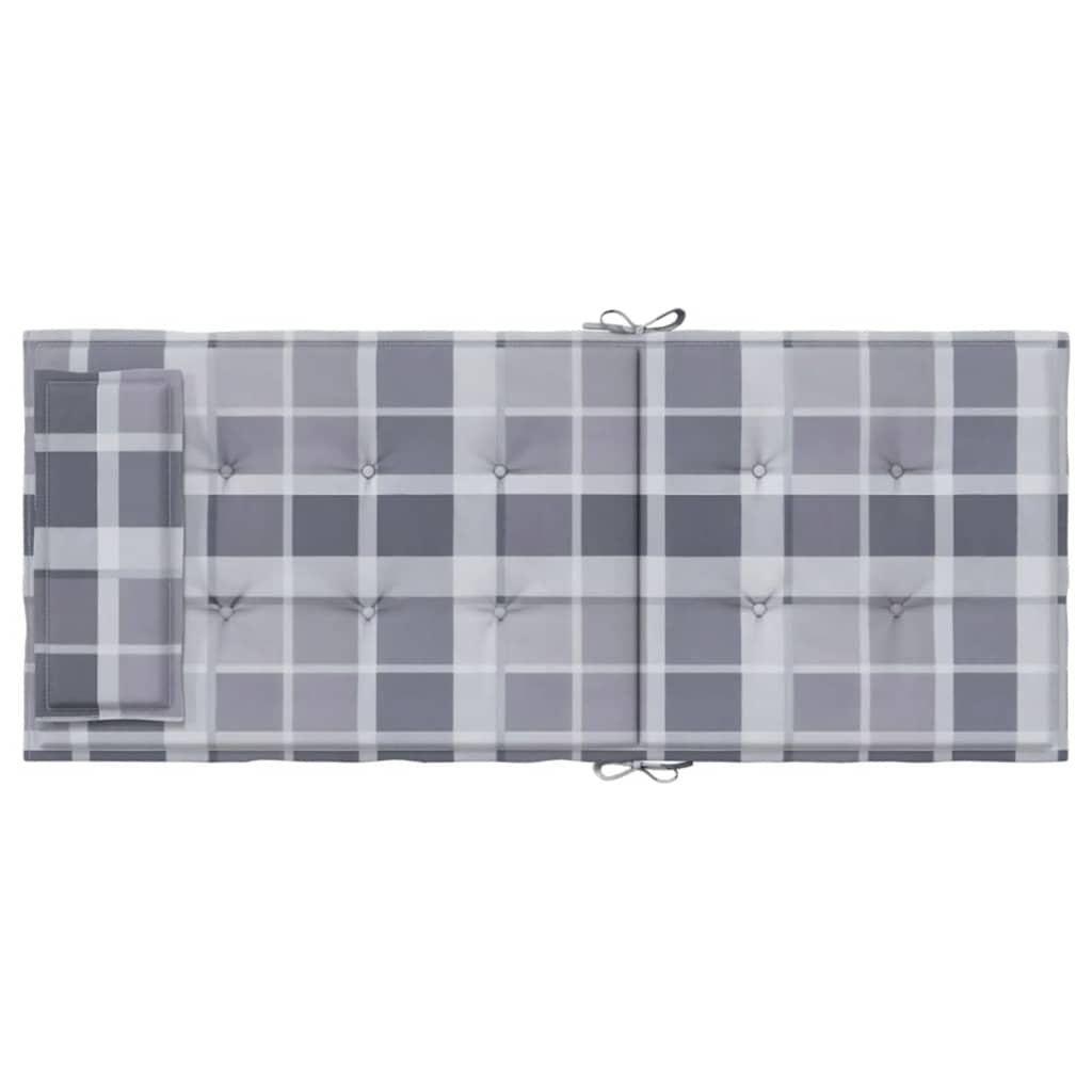 High Back Chair Cushions 2 Pcs Grey Checkered Pattern Oxford Fabric