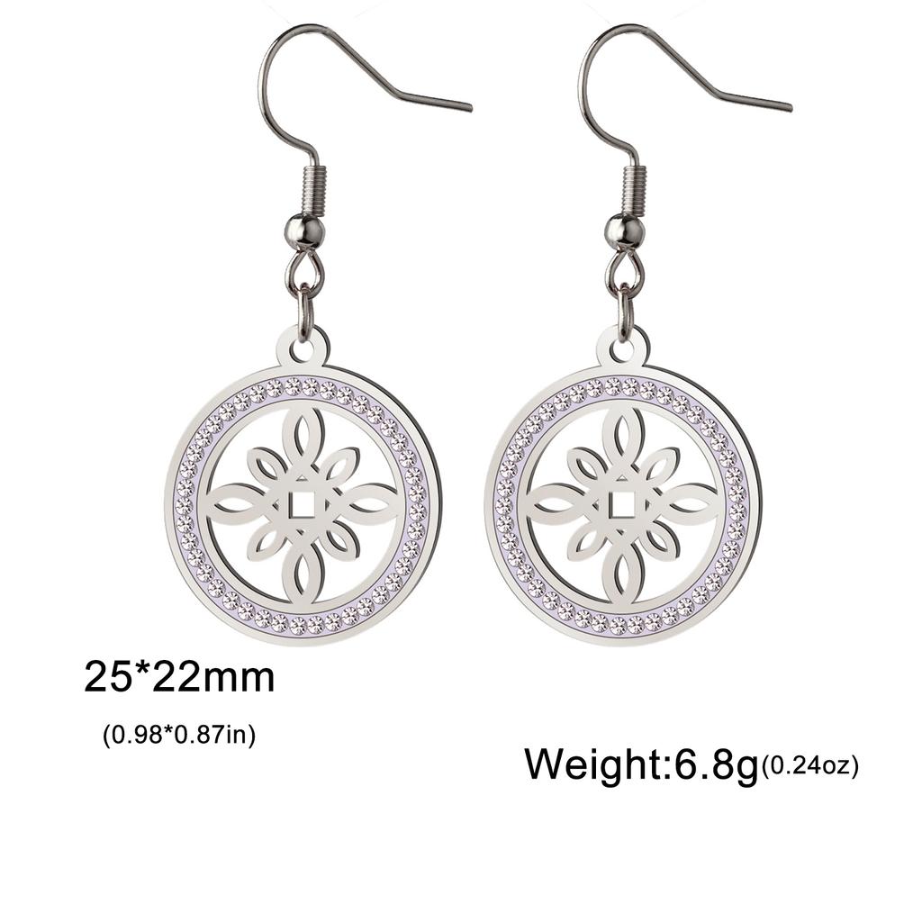 Witch Knot Drop Earring Stainless Steel Amulet Witchcraft Clear Zircon Round Pendant Earrings Jewelry Valentine Gift