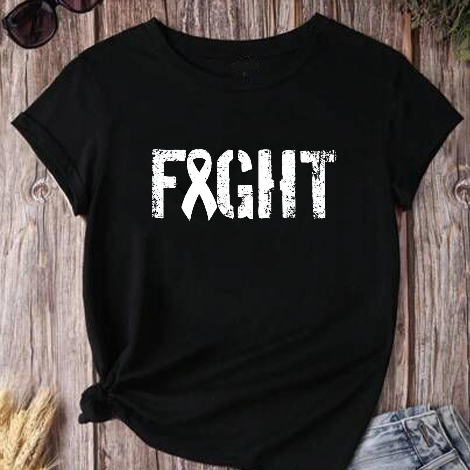 Fight Cancer T-shirt, Lung Cancer Awareness Tee, White Ribbons for Supporters 3XL