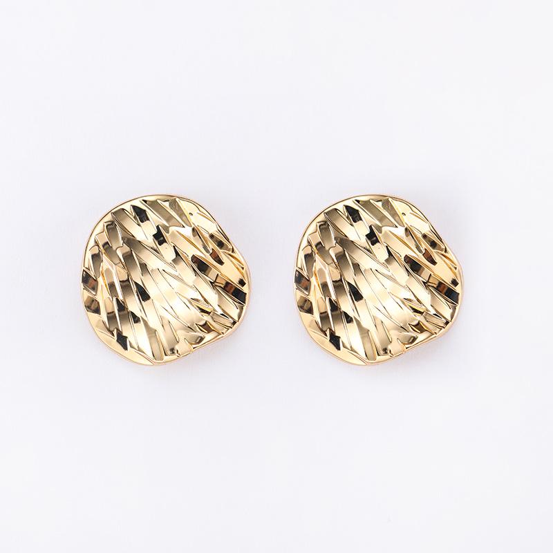 Irregular Crushed Ice Metal Stud Earrings: Luxurious French Design for Women.