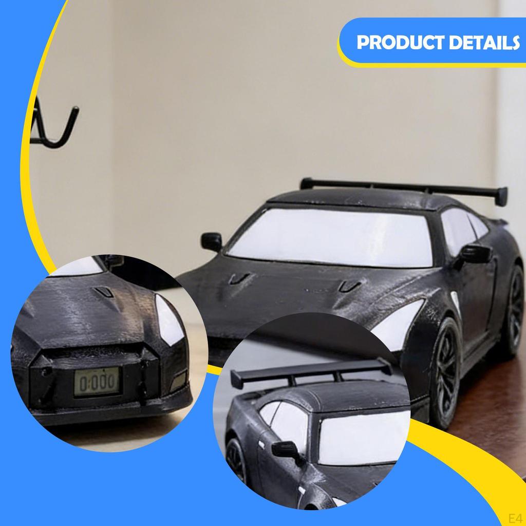 Sport Race Car Toy Classic Vehicle Model with Alarm Clock Display Ornament for Birthday