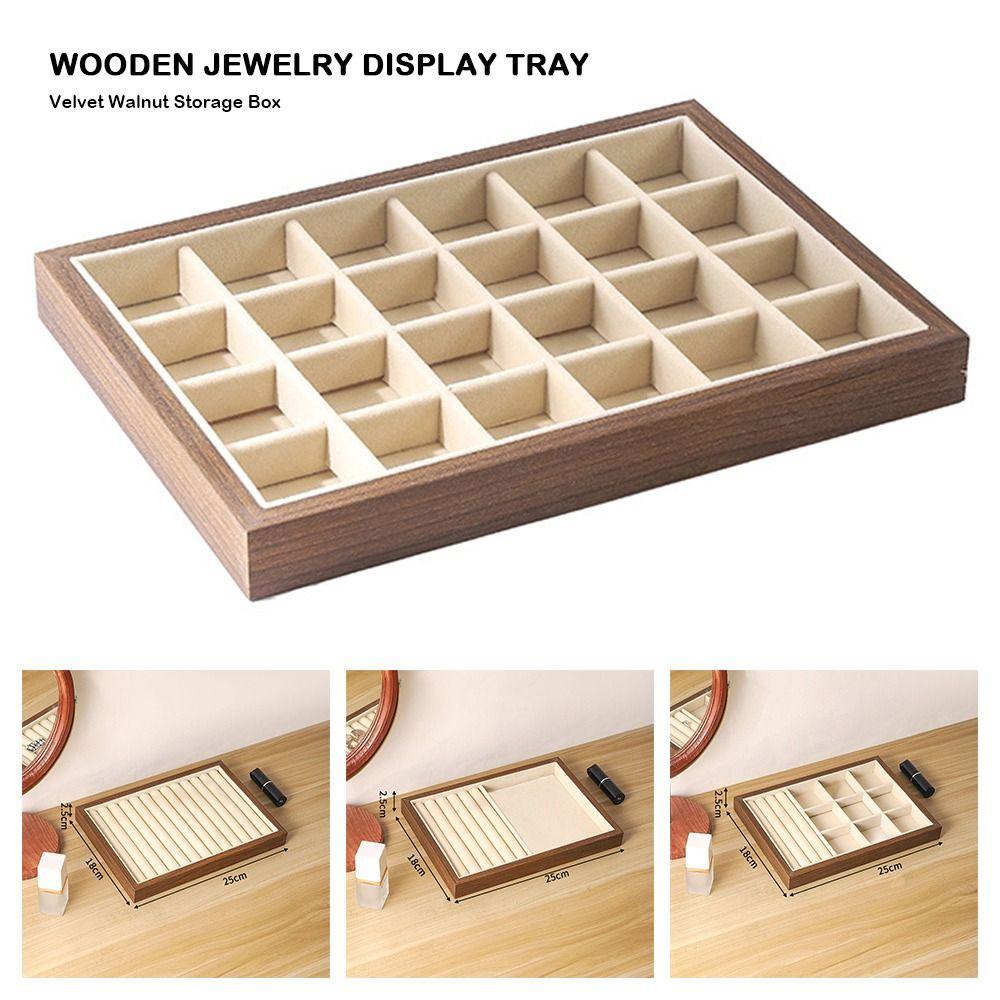 American Style Wooden Jewelry Display Tray Walnut Wood High-end Jewelry Box  Dressing Table