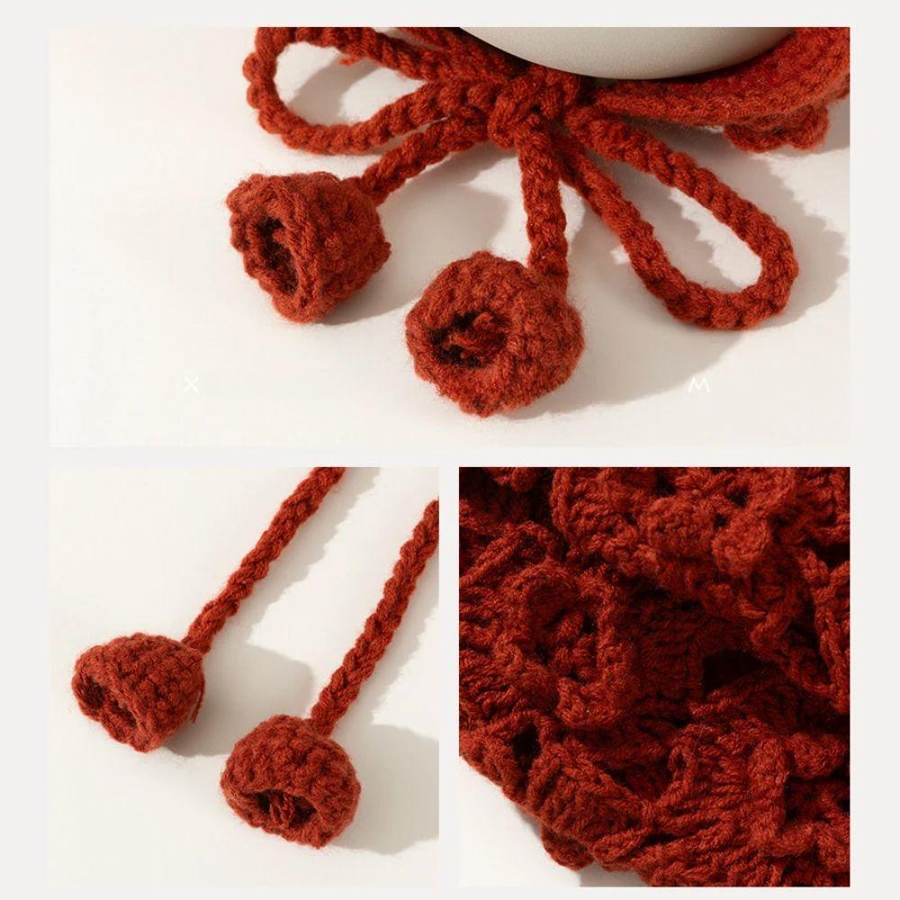 Ear Protection Autumn Winter Hat Solid Color Kids Cap Vintage Hand Knitted Hat Girl