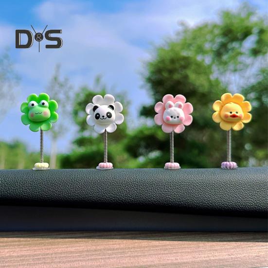 Car Dashboard Decorations Shaking Cartoon Animal Flower Ornament Car Accessoriea Home Office Desk Decoration with Spring