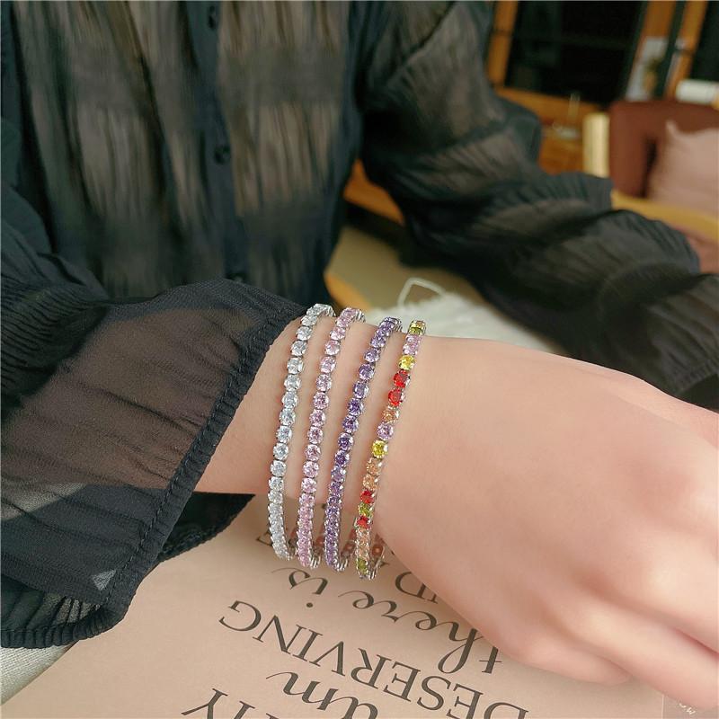 2022 New Fashion Free Shipping Copper Alloy Gold Plated 4MM Cubic Zirconia CZ Diamond Charm Tennis Bracelet for Women