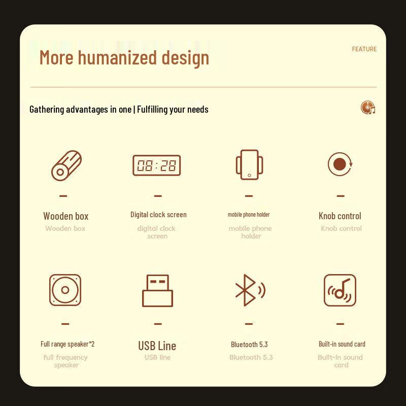 Philips SPA3809 USB Bluetooth Wooden PC Speakers with Digital Clock