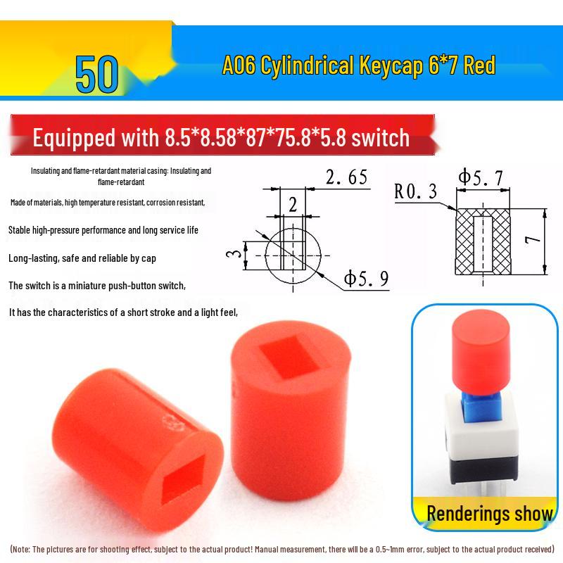 Self-Locking/Non-Locking Button Switch Keypad, Six-Pin, 5.8mm/7mm/8mm/8.5mm