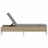 Sun Lounger with Cushion Beige Poly Rattan
