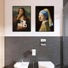Lustiges Mona Lisa Nase zuhaltendes Poster 11,81x15,75 Zoll Lustiges Leinwandbild Gerahmtes Wandposter für Schlafzimmer Büro Zuhause