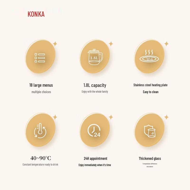 KONKA 1.8L Multi-functional Health Kettle KHK-18V12