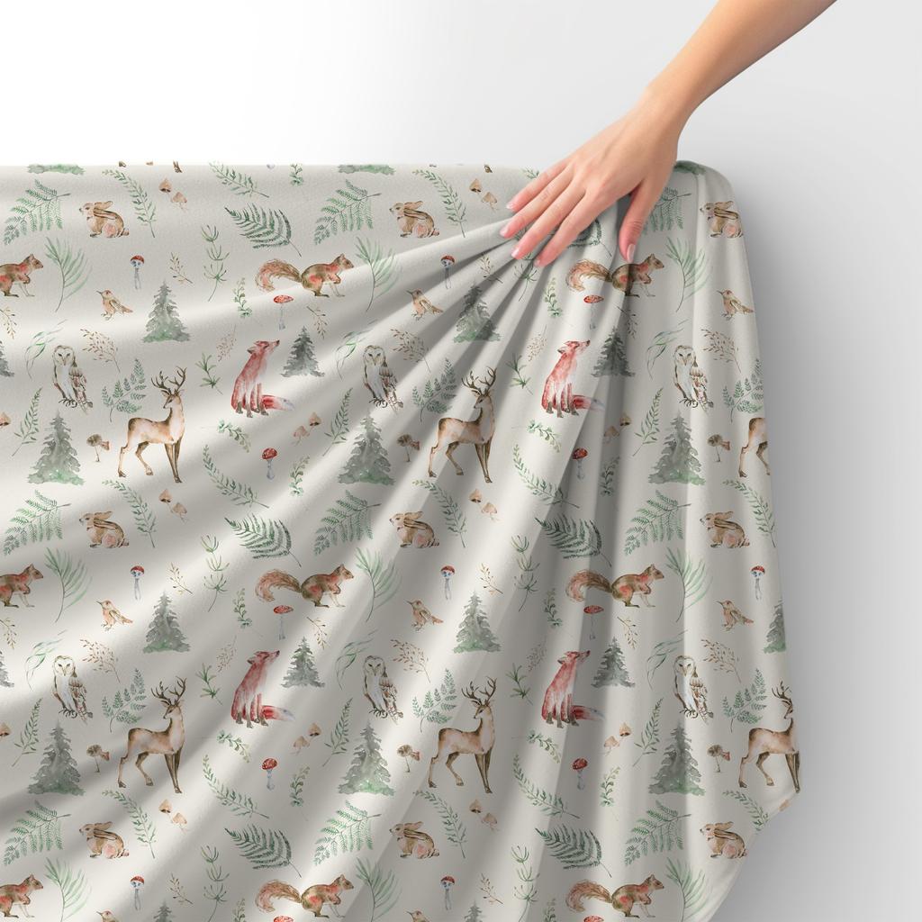 Royal Samt Stoff Polyester Zum Nähen - Motiv Tiere Aus Dem Wald