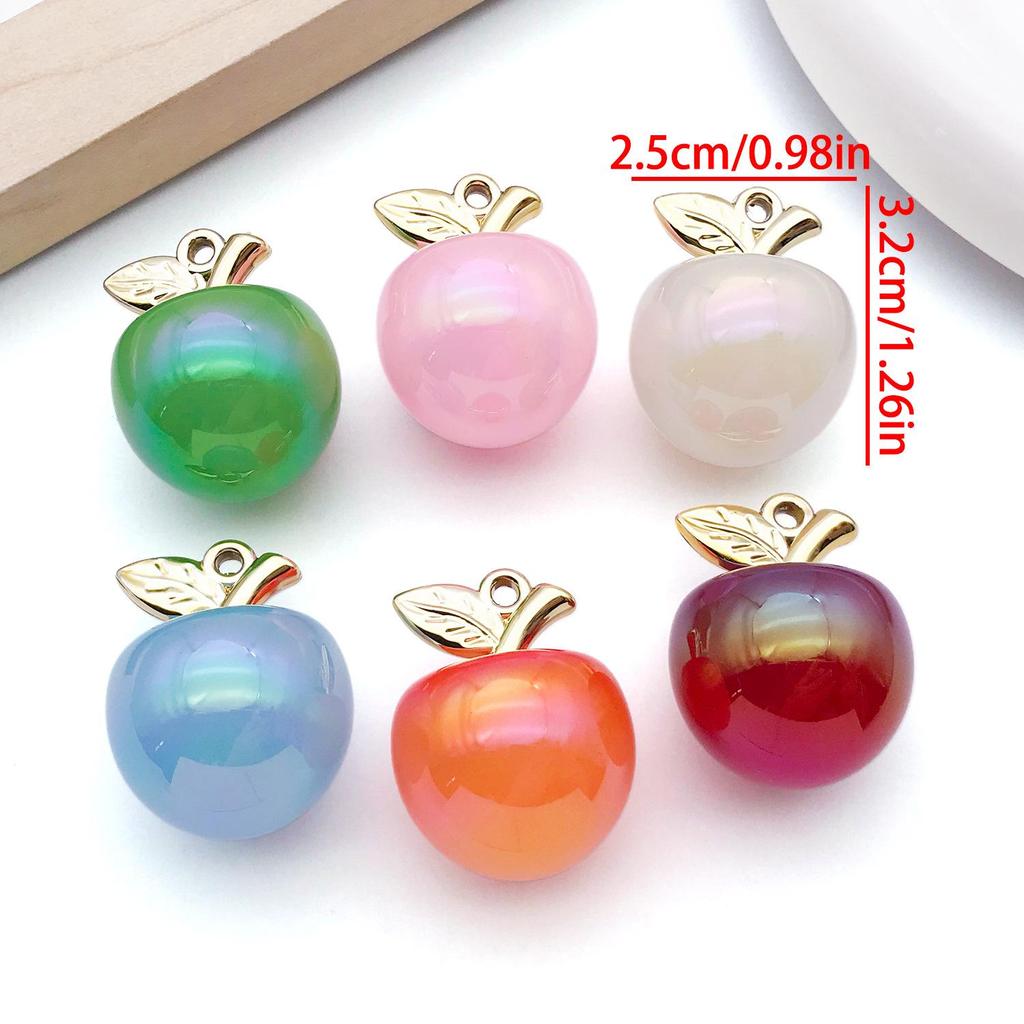 Colorful 3D Jelly Apple Pendant DIY Bracelet Necklace Earring Acrylic Jewelry Accessories