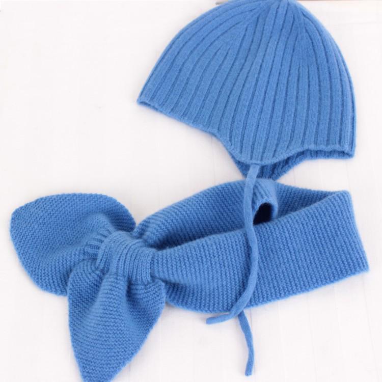 Unisex Cashmere Hat & Scarf Set for Kids (1-5 Years) - Solid Color Knit for Spring & Autumn