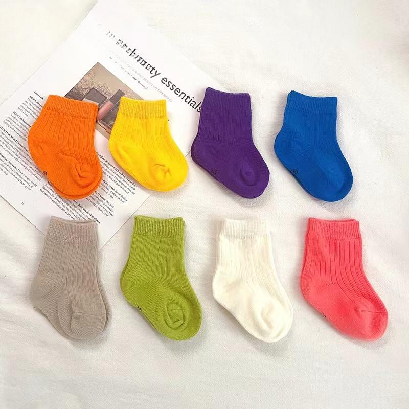 Candy Color Baby Socks Soft Cotton Kids Boy Girl Breathable Middle Tube Socks Toddler Infant Casual Elastic Socks