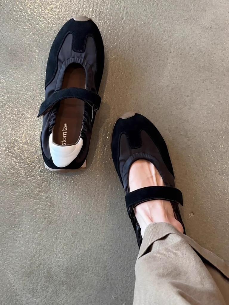 Sheepskin version! 2025 new niche German training Forrest Gump shoes ballet Velcro sports platform Mary Jane shoes women