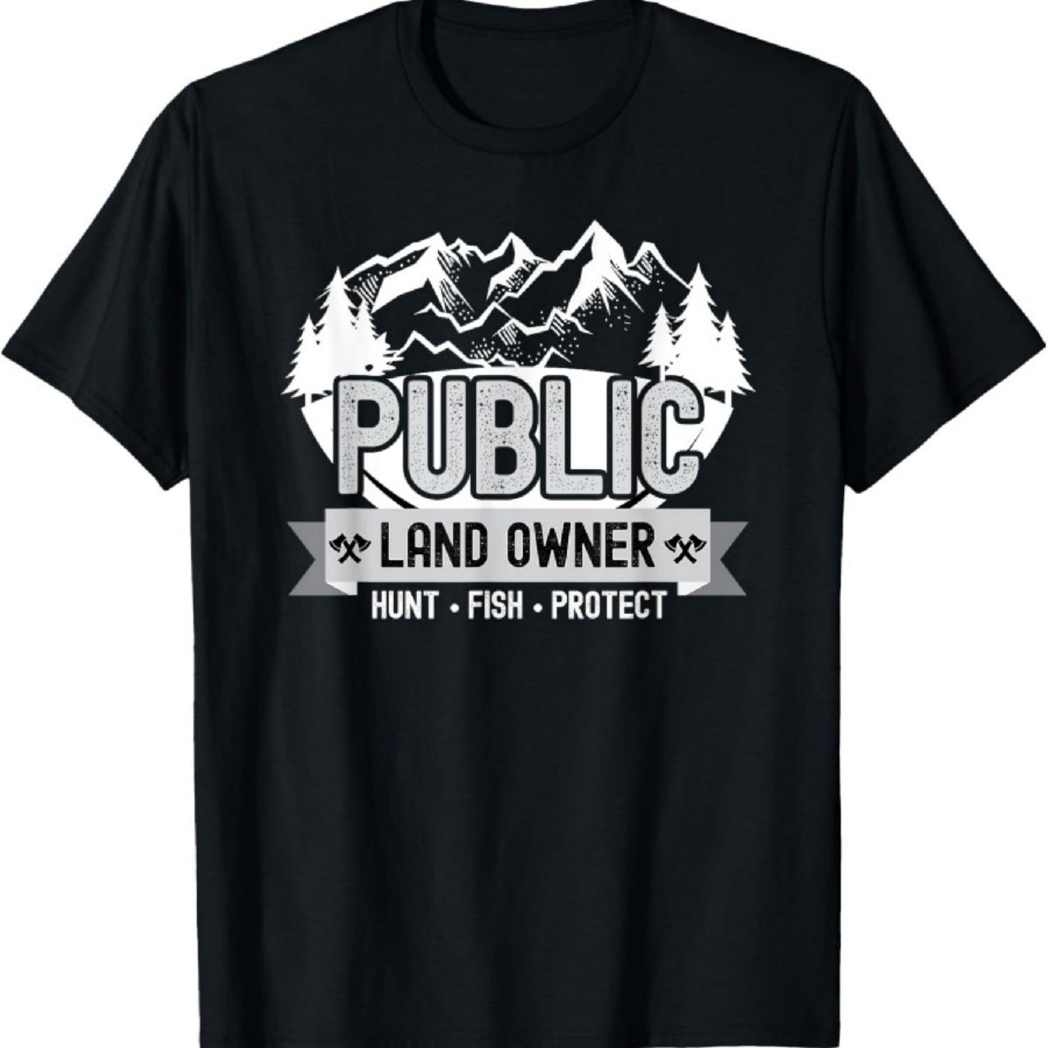 

Public Land Owner Hunting Fishing Conservation T-Shirt XXXXXL чорний