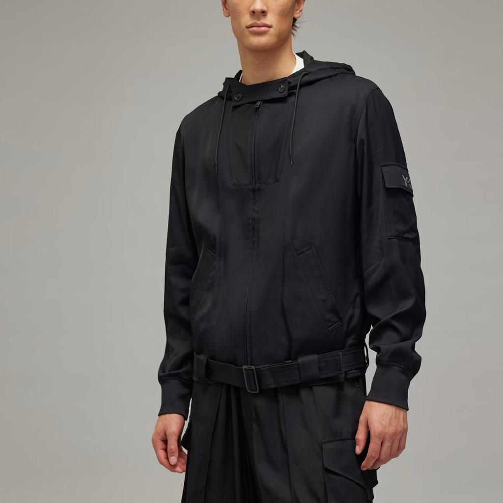 Adidas Y-3 Rayon Twill Hooded Top Casual Comfortable Long Sleeve Jacket Men tops Black JD3525