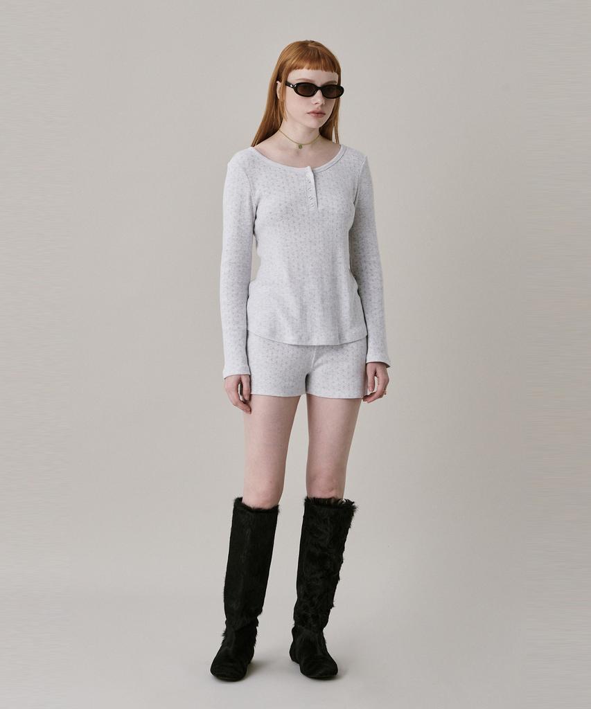JUNEJUNE SPACE Patterned Knit Shorts_Grey
