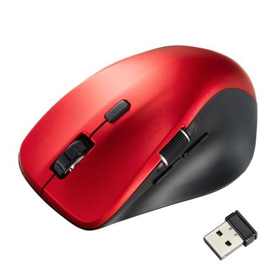 Sanwa Supply Silent Wireless Mouse Side 5 (with Wheel, Buttons, Red) MA-WBS524R