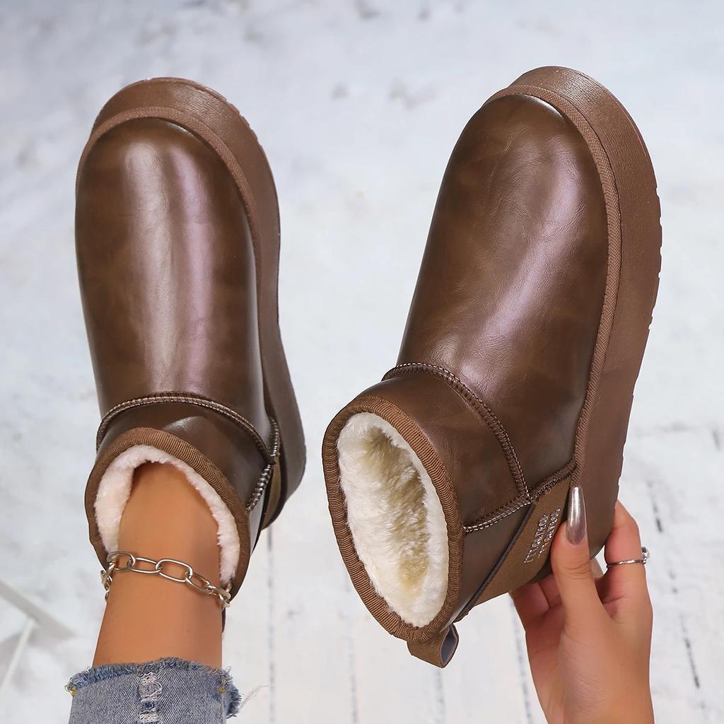 Fashion 2025 New Thick Plush Platform Snow Boots Women Winter Warm Fur Cotton Shoes Woman Faux Suede Slip-On Ankle Boots Padded Shoes