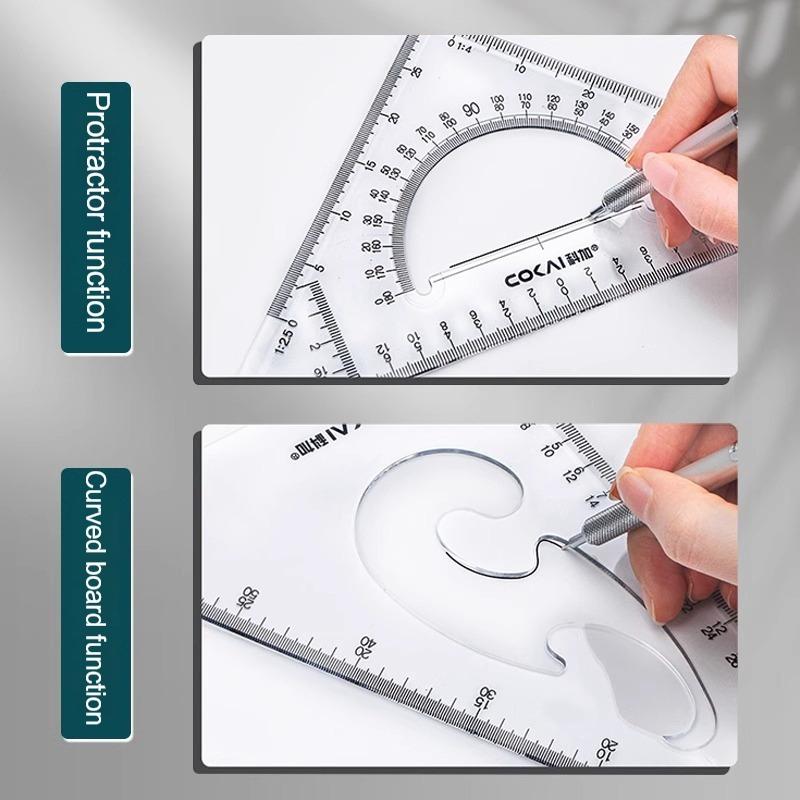 Juego de 2 Piezas Regla Triangular Multifuncional Medición de Ángulos de 30/45 Grados Regla de Triángulo Isósceles Herramienta de Dibujo para Estudiantes de Geometría