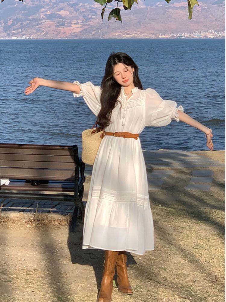 Yunnan travel wear women's clothing Lijiang vacation Erhai photo fairy white dress Xinjiang Xizang Dali