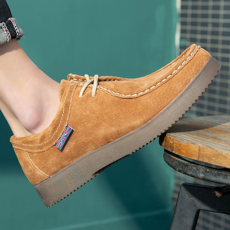 Fashion Fashion Men Classic Retro Casual Shoes Lace-up High Quality Cow Suede  Leather Men Comfortable Driving Flats Men Outdoor Oxfords