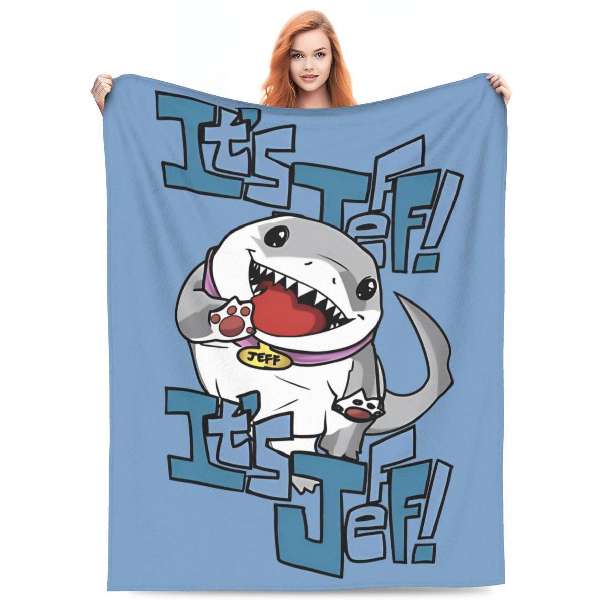 Marvel-Rivals PVP Джефф Акула-Землерой Пледы Флис Принт Непонимающая Милота Многофункциональный Плед-Покрывало На Открытом Воздухе Постельная Коврик Кусок 30x40in