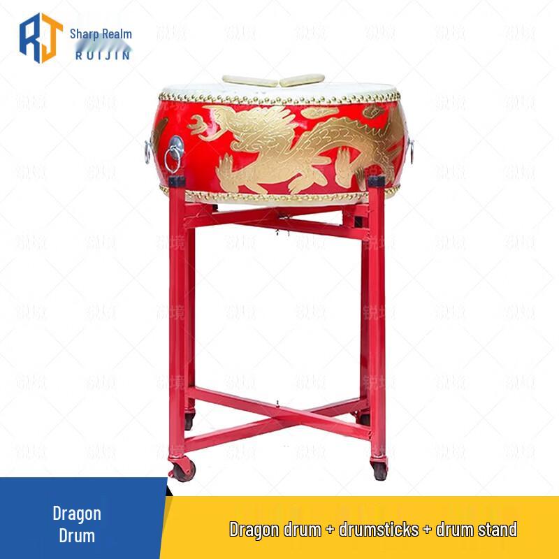 Traditional Chinese Red Dragon Drums