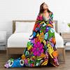 Super Warm BlanketKids Adult Camping Cartoon Cute Doodle Throw Blanket Flannel Bedspread For Outdoor Novelty Sofa Bed Cover