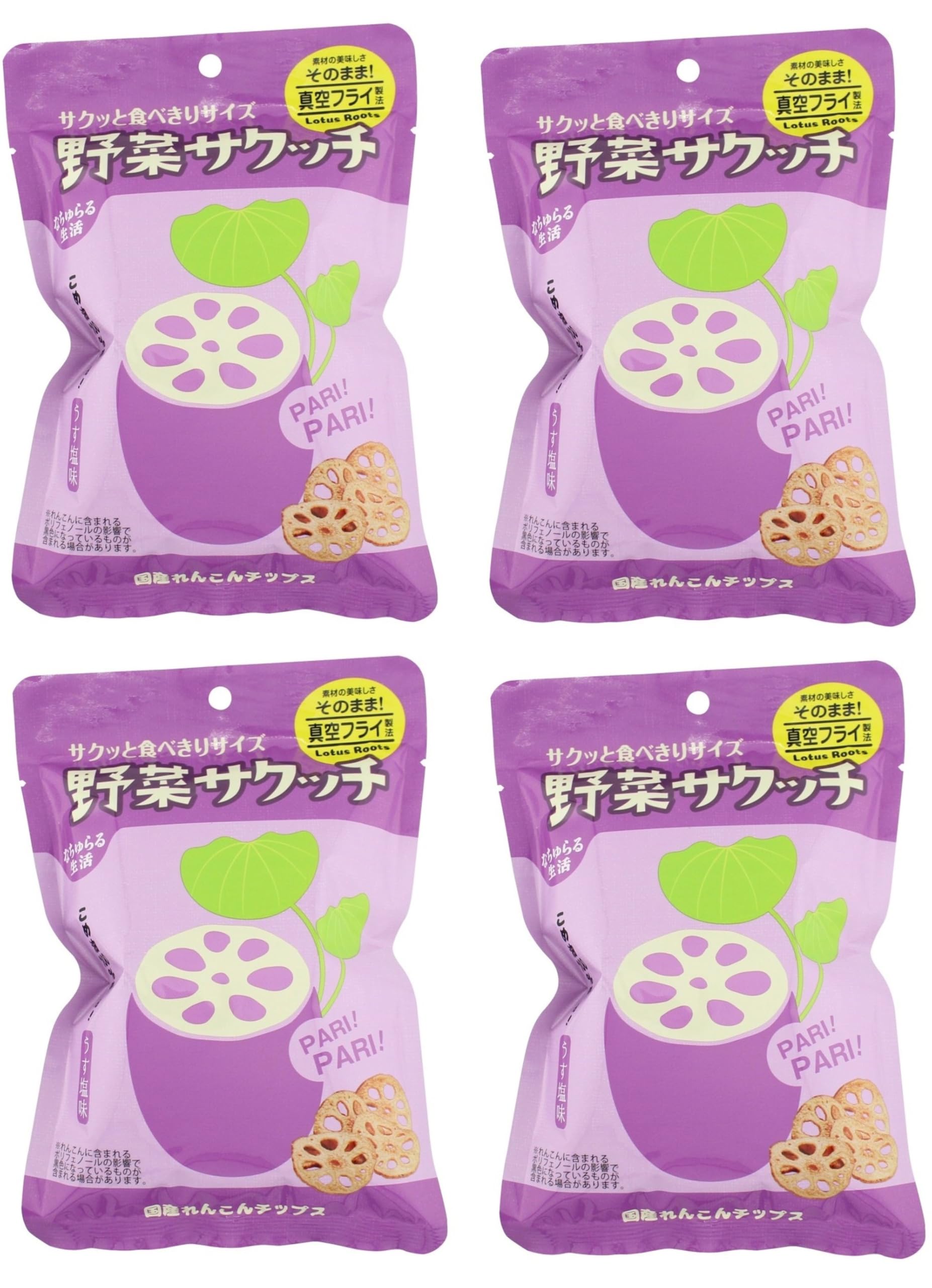 

E Organic Lifestyle Сакуич Овощные чипсы Отечественный корень лотоса 19г x 4 Без глютена (Вакуумной жарки) Чипсы, пакеты,