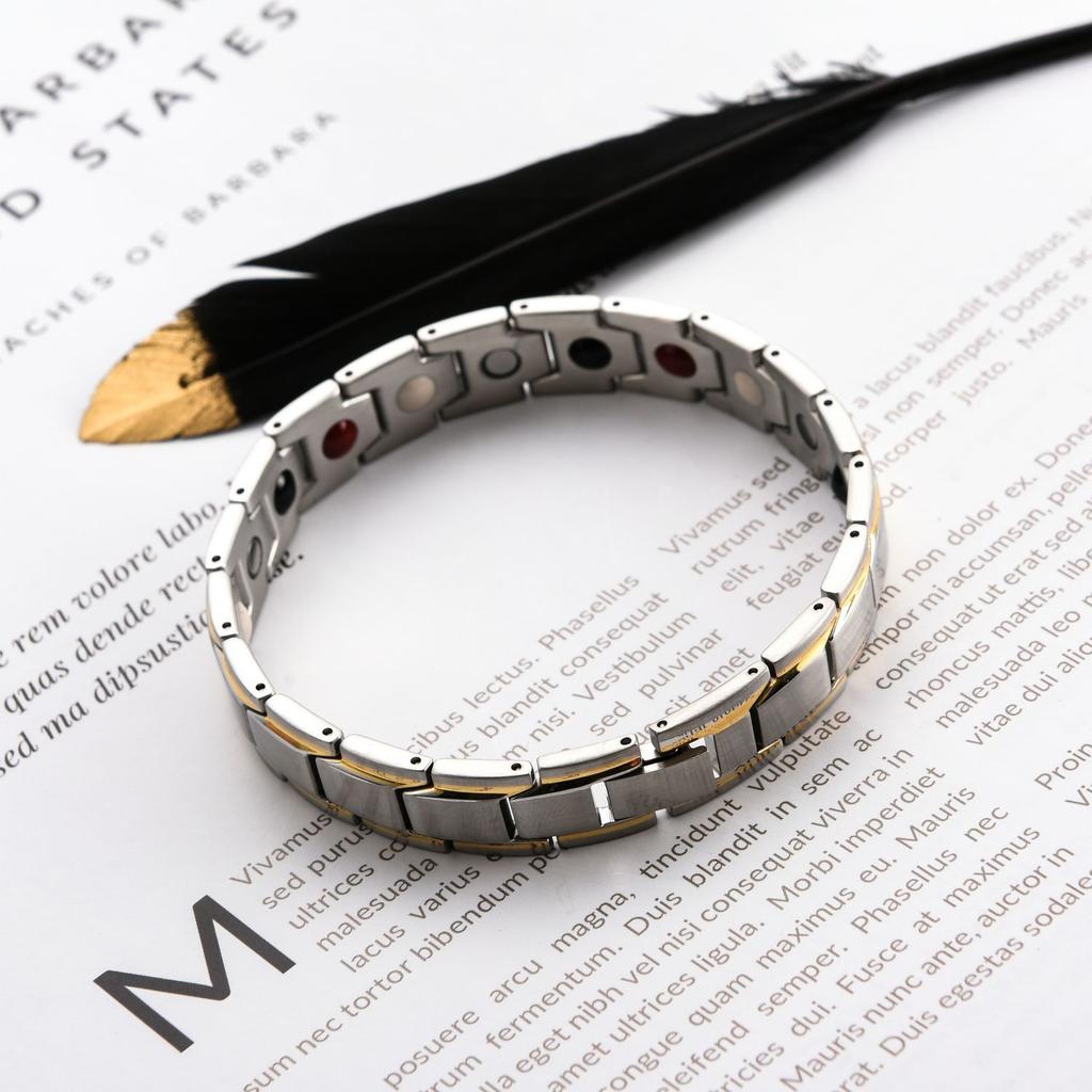 E-commerce Hot Selling 12MM Four In One Magnetic Titanium Steel Bracelet Stainless Steel Bracelet Shining In Europe and America