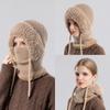 Knit Hat With Scarf Warm Knit Beanie 3-In-1 Winter Balaclava Chunky Face Mask Set For Outdoor Activities Commuting Hiking