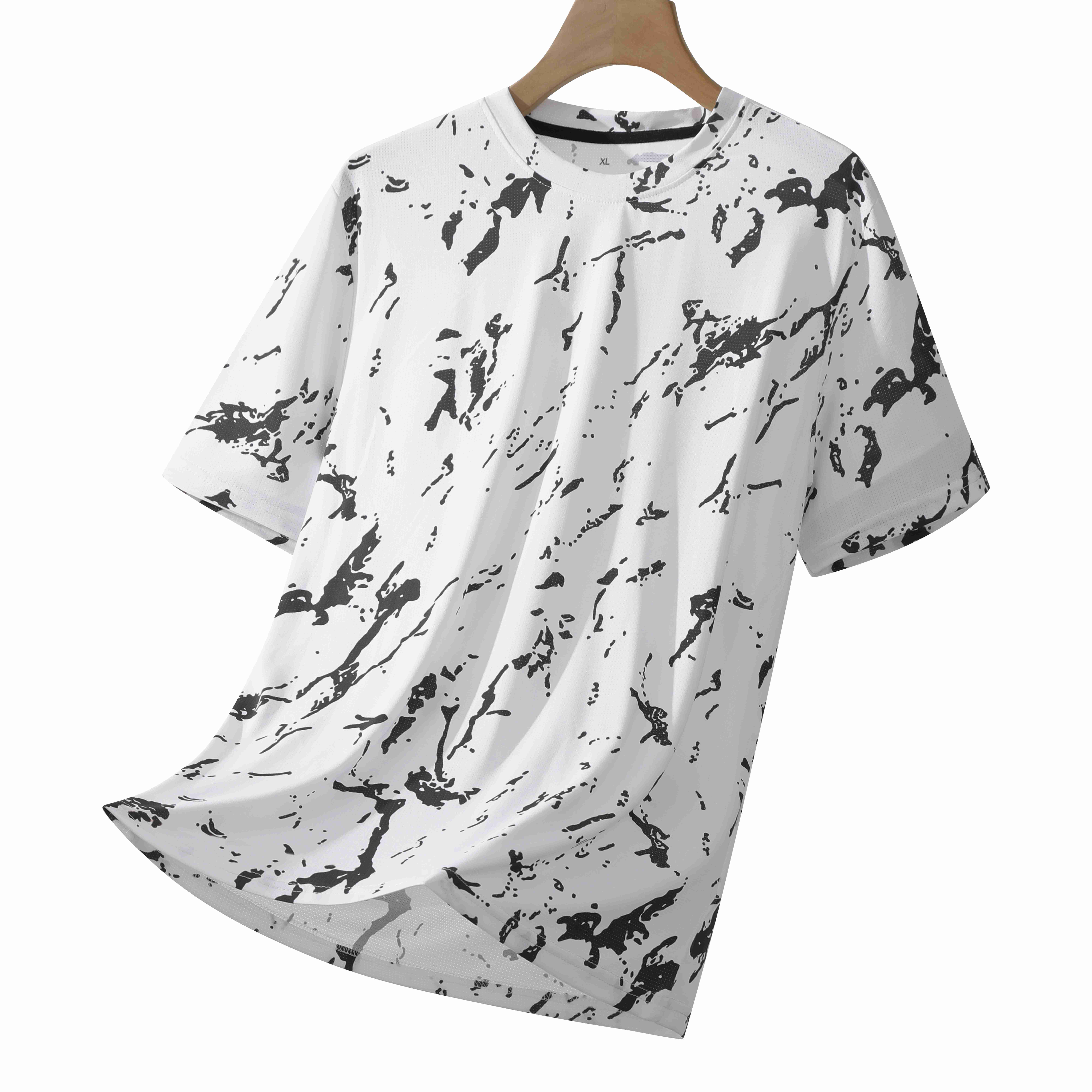

Summer Round Neck T-shirt Men s Loose Oversized Casual Sports Couple Top T-shirt XS білий