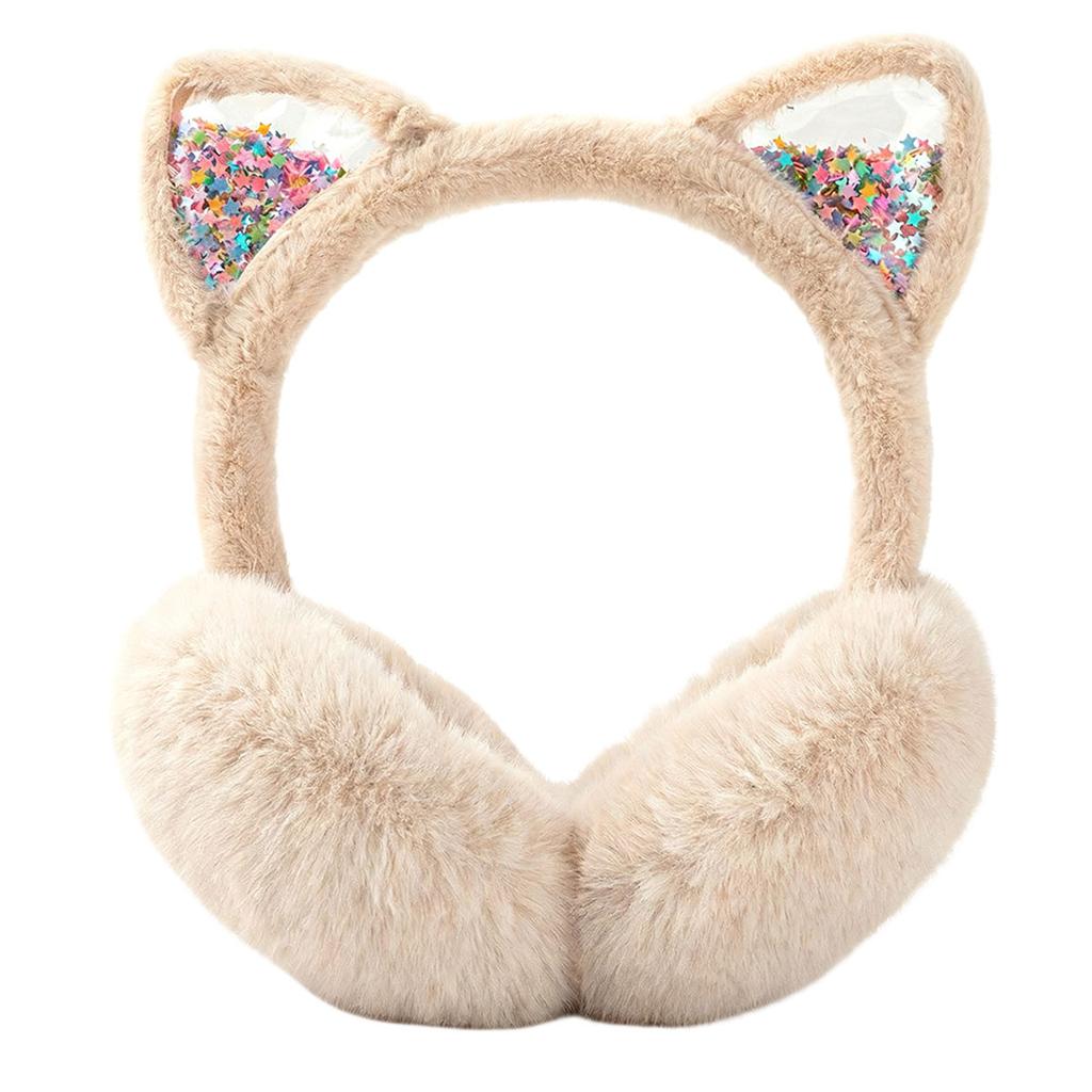 Winter Warme Katzenohren-Ohrenschützer Glitzerohren Plüsch-Ohrenschützer Für Frauen Verspielte Mädchen Ohrenschützer Kälteschutz Warm Heiß Für Draußen