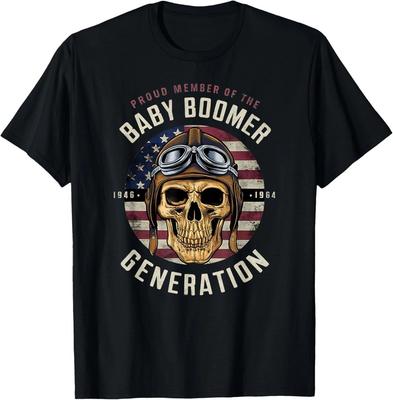 T-shirt Baby Boomer Teschio 1946-1964 Vintage Grunge Orgoglio di Generazione