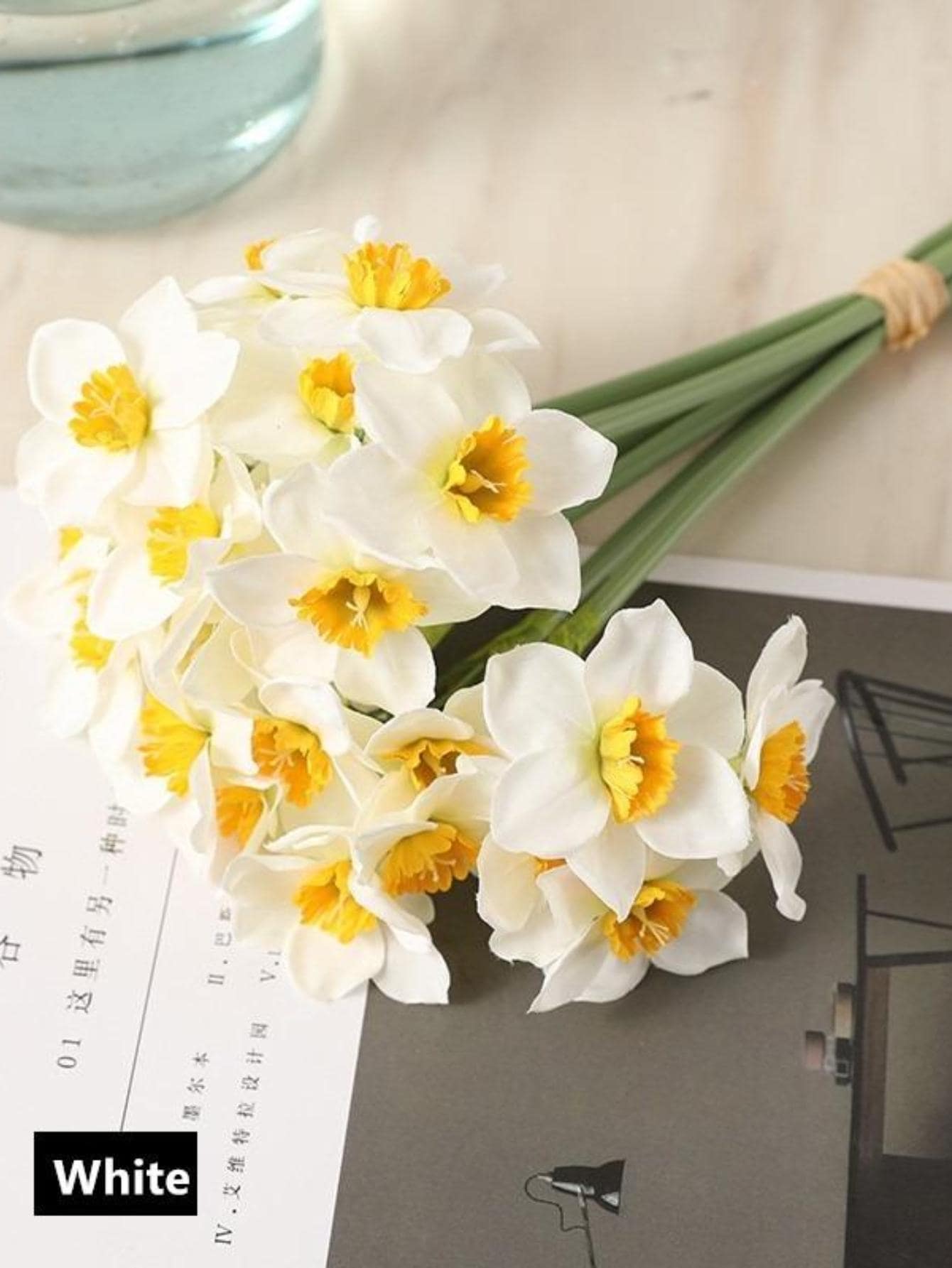 

1 букет искусственных цветов нарциссов шелковый искусственный букет цветов для свадебного украшения дома белый