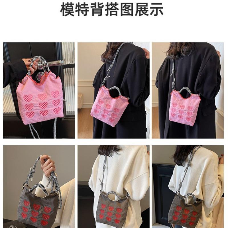 Canvas nylon small bag women's new autumn and winter versatile casual simple embroidery handbag shoulder messenger bag