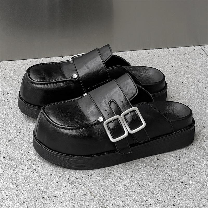 Baotou Half Slippers Big Toe Boken Shoes Men's and Women's Thick-soled Heightened Outer Wear Couple Slippers 20521-10521-J