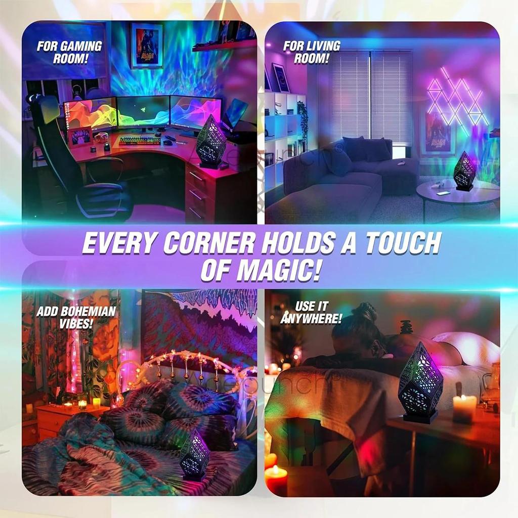 Usb Bohemian Led Projection Table Lamp Light Bedroom Projector For Night Wooden Floor Desk Decorative Decoration Standing Lights