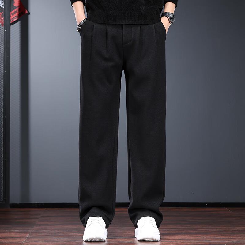 Men's Wool Blend Straight-Leg Casual Trousers