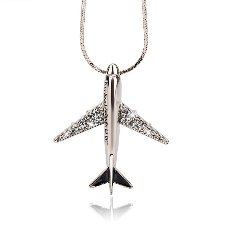Suijue Korean Style Airplane Necklace - Women's Versatile Long Sweater Chain Pendant Ornaments