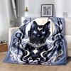 1pc Moonlight Black Cat Blanket  Seasonal Home Decorative Throw, Unique Gift Idea, Living Room, Travel, Camping, Car Blankets