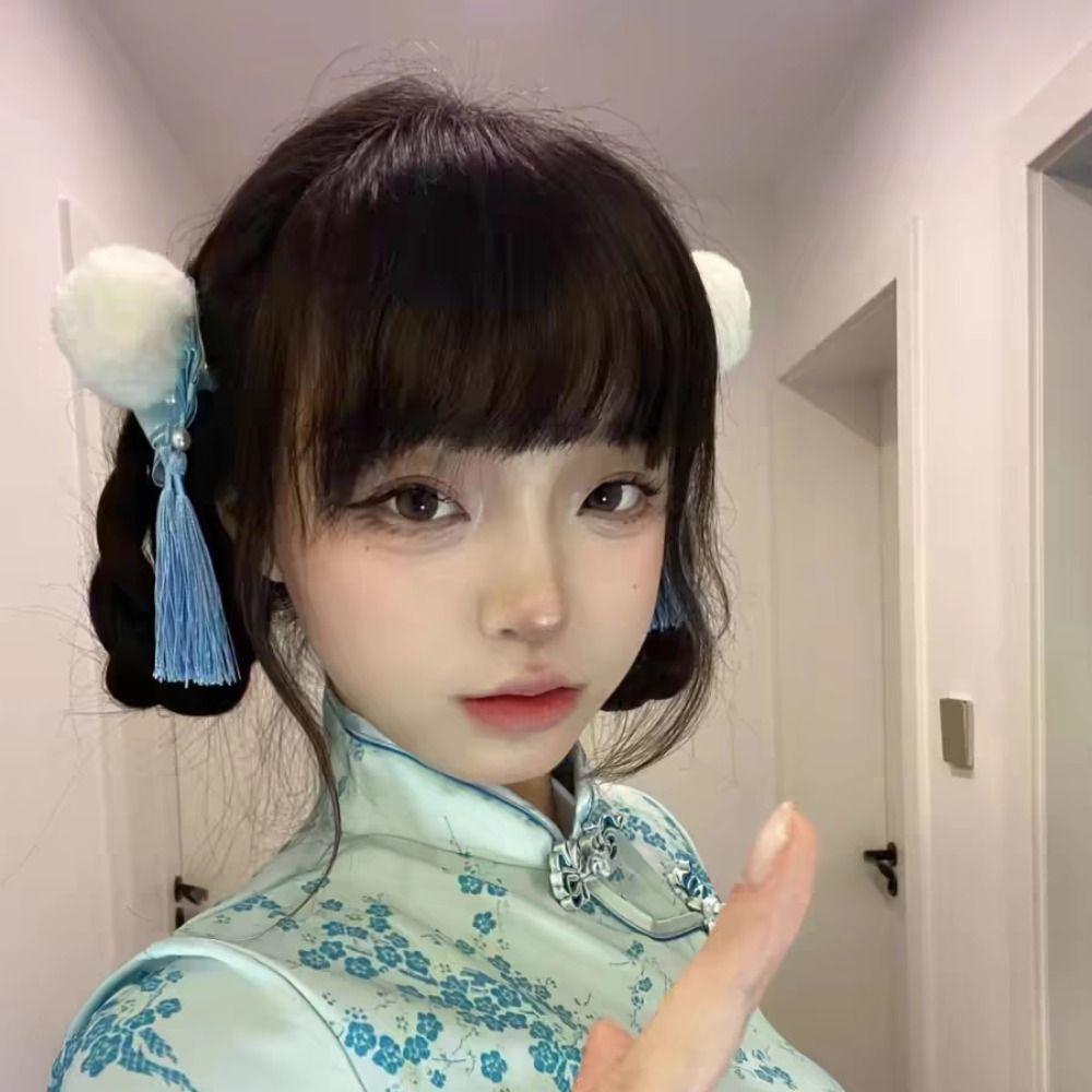 Cloth Chun-Li Hair Bun Clip Barrettes Chinese Style Hairpin  Cheongsam Headwear
