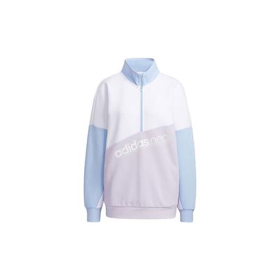Neo Colorblock Half-Zip Windproof Stand Collar Sweatshirt Women Tops Blue White Purple GU0845