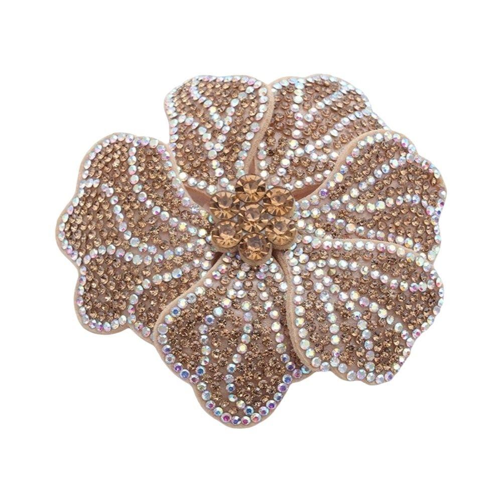 DIY Craft Rhinestone Flower Patches Sparkling Rose Brooch Fabrics Sew-On Applique  Sewing Supplies
