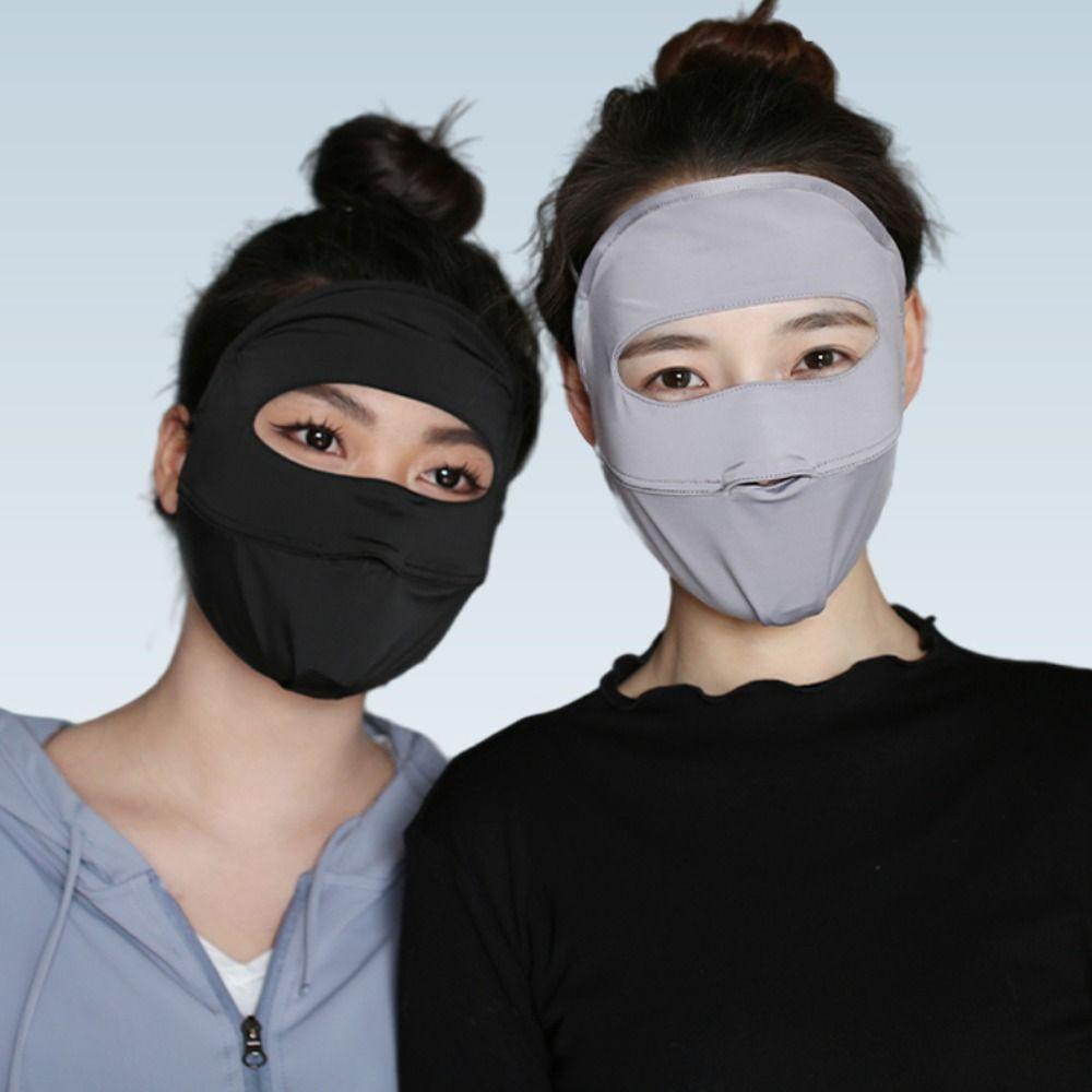 Solid Color Sun Protection Face Gini Mask Driving Face Mask Summer Sunscreen Mask Womne Sun Hats