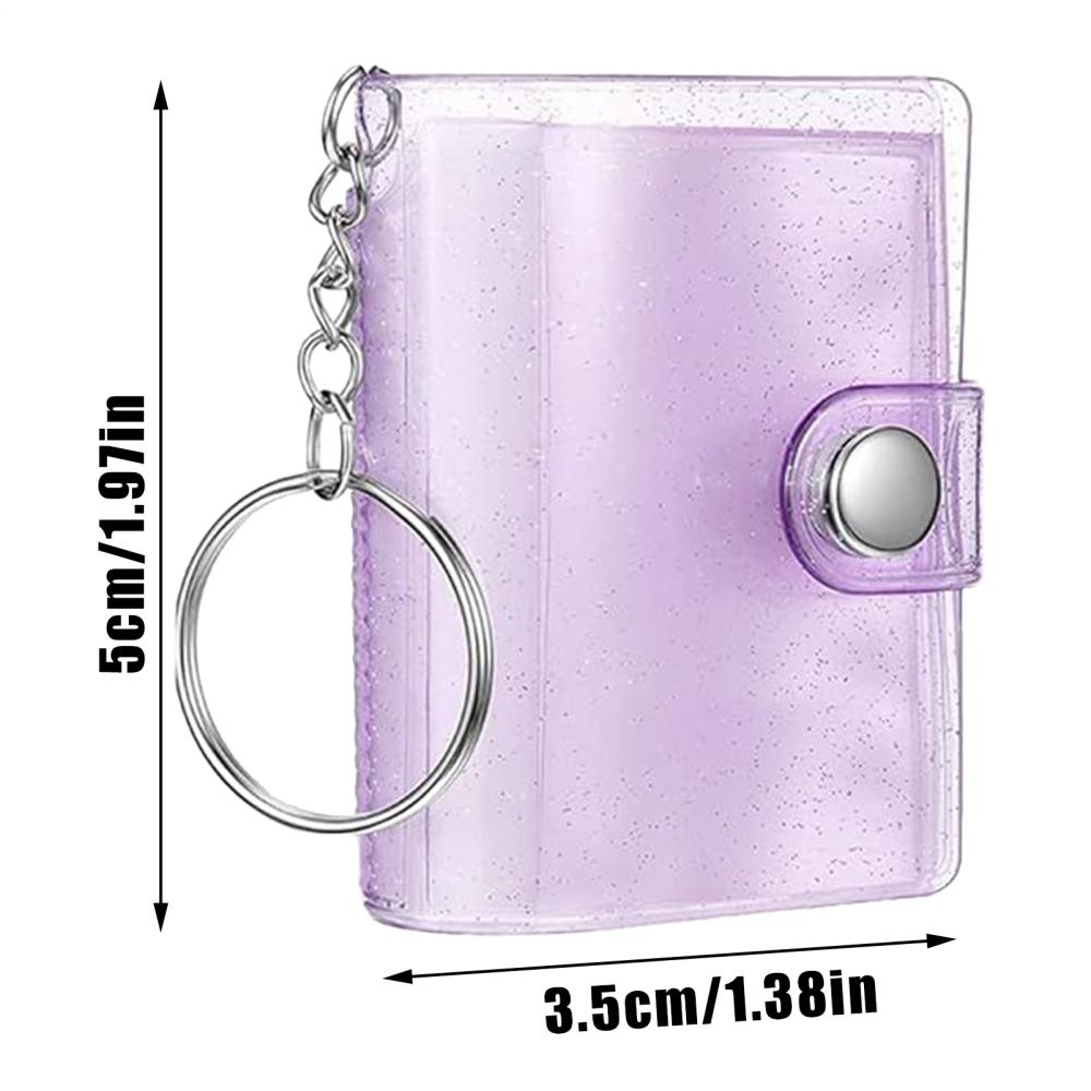 Mini Photo Album Keychain 5x3.5cm 2 Inch Photo Album Transparent Album Binder With 24 Pockets For Kids Wallet Backpack