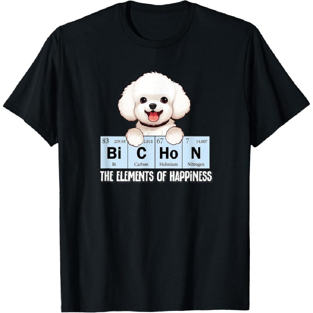 Funny Elements of Happiness Womens Bichon Frise Lover T-Shirt XXXXXL чёрный